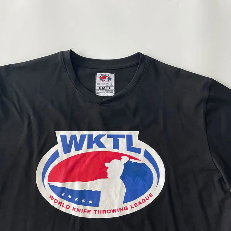 Wholesale Custom Black Colour Logo Men Casual Cotton 100 Cotton Knit Custom Printing Logo Tee Teeshirt