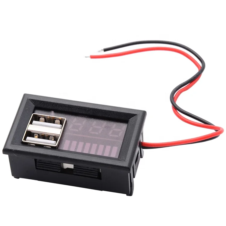 Factory wholesale Dual USB Charger 5V 2A Car 12V LED Lead Acid Battery Voltage Capacity Power Indicator Meter