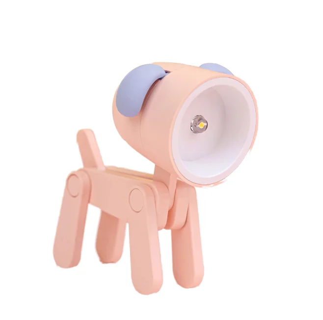 Creative Mini LED Desk Lamp Folding Dog Shape DIY Small Table Lamps Modern Plastic Night Light for Baby Modern Mining Cute Lamp