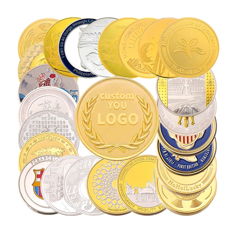 Custom Design Antique Gold Silver Challenge Coin Die Stamped Zinc Alloy Brass Coin 2D 3D Metal Custom Coins Collections