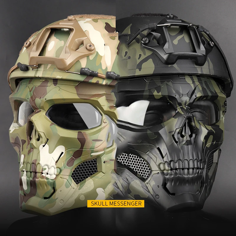 skeleton half full motorcycle tactical gear protective face paintball helmet mask