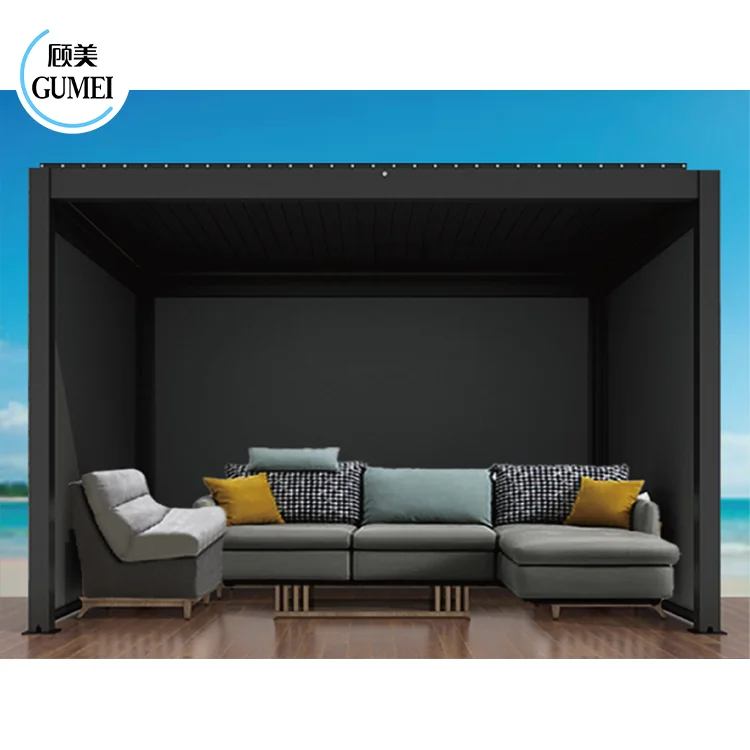 100% Waterproof Pergola Leisure Garden Motorized Louvered Roof Aluminium Gazebo Outdoor Aluminum Pergola Parts