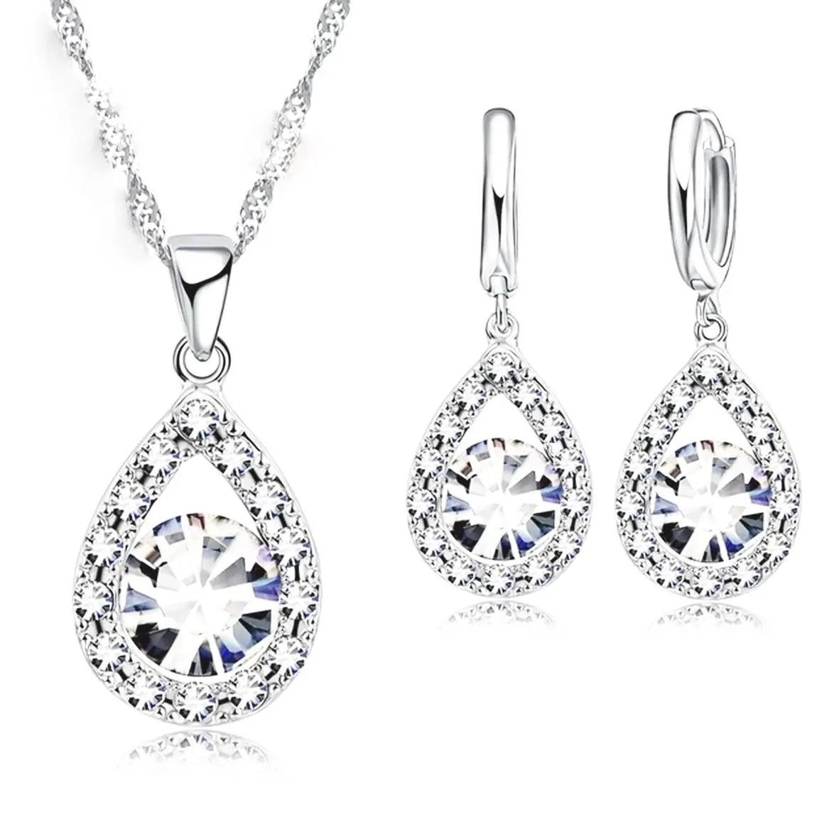 Factory Stores Jewelry Set Colorful Zales Wedding Sets Pink Jewelry Set Wedding Pendant&Earrings