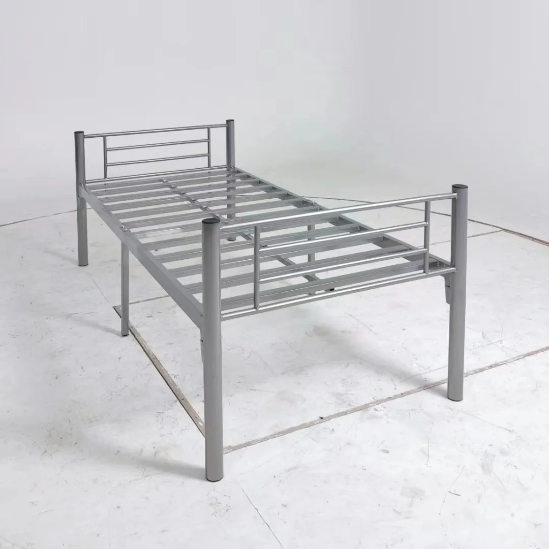 Factory Wholesale Adults Metal Single Bed Student Apartment Bedroom Furniture Steel Heavy Duty