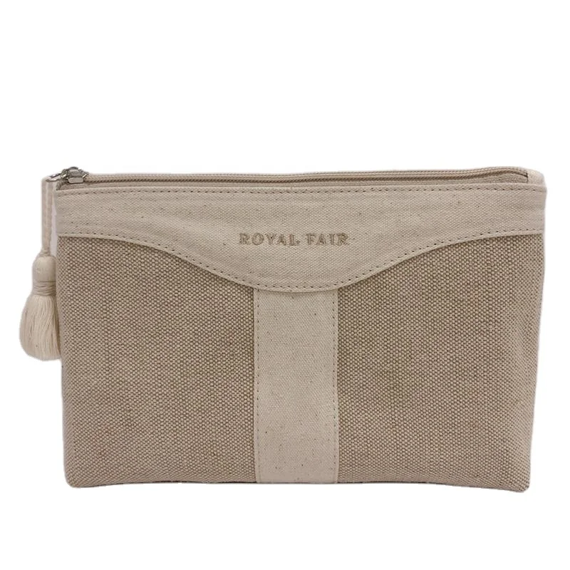 Organic Hemp Makeup Bag Women Toiletry Bag Linen Cotton Cosmetic Pouch Bag