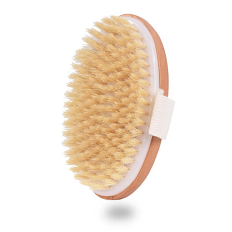 
Hot sell 100% natural Vegan sisal bristle bamboo wooden handle dry body brush for women 