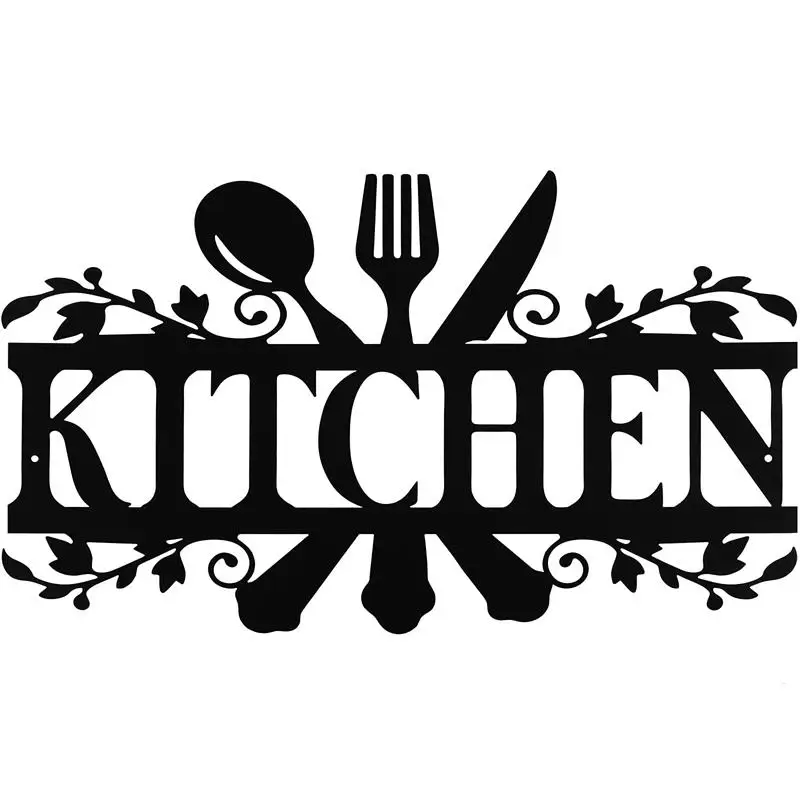 Personalized Black Powder Coated Iron Decorative Pendant Metal Wall Hanging Design Kitchen Decor