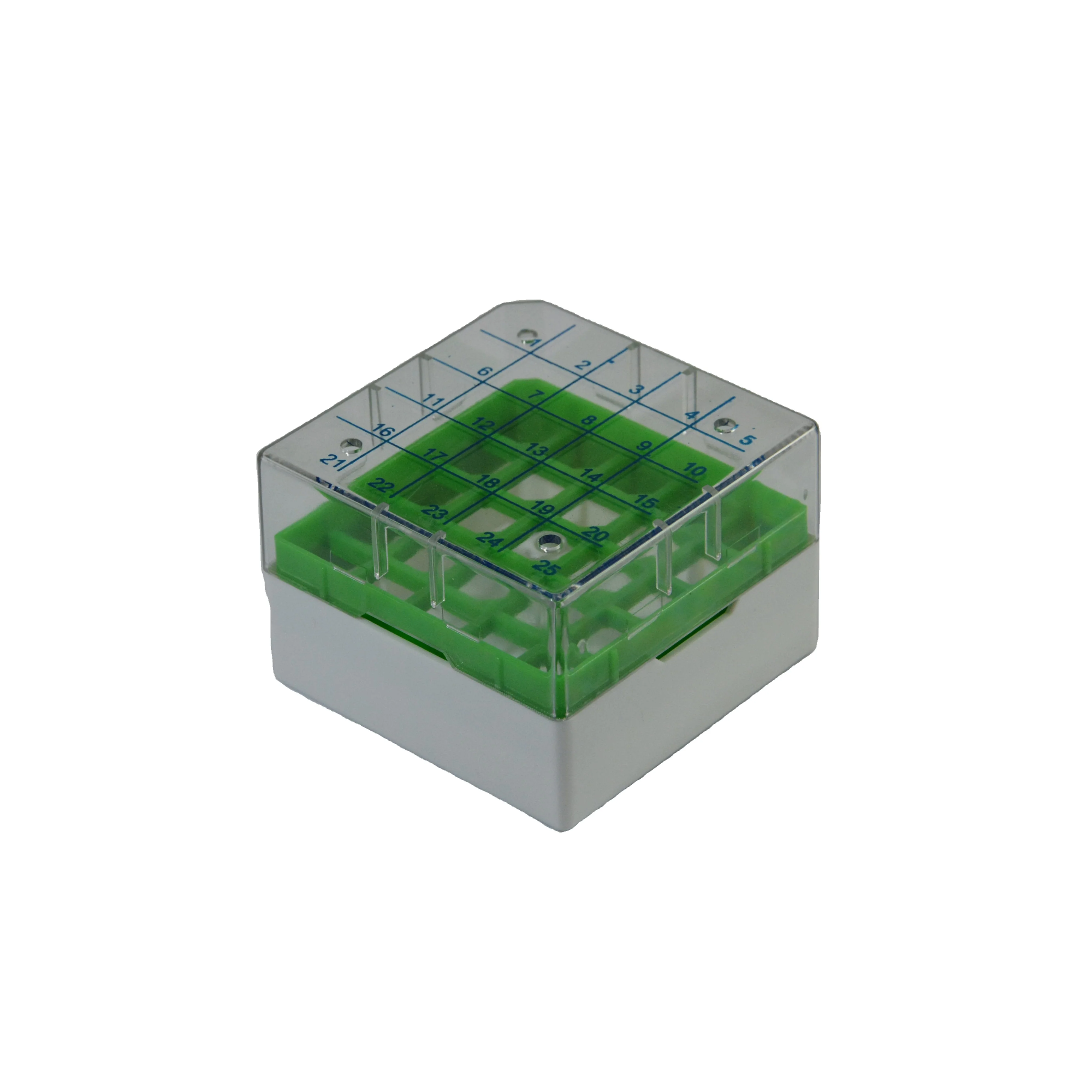 Blue color 25 well PC Plastic Cell Cryovial tube Cryo Freezing Tube Vial Cryogenic Storage Cryo Vial Box