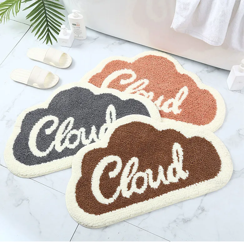 Simple Cloud Shape Microfiber Floor Mat Water Absorption Antiskid Foot Pad for Toilet Bedroom