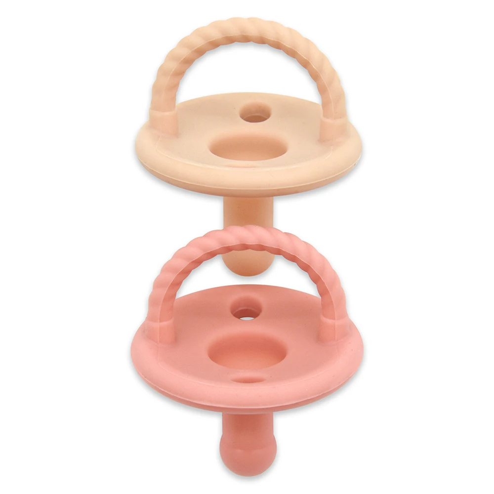 BHD BPA Free Food Grade Soft Newborn Silicone baby Pacifiers with Collapsible Handle and Air Holes for Added Safety