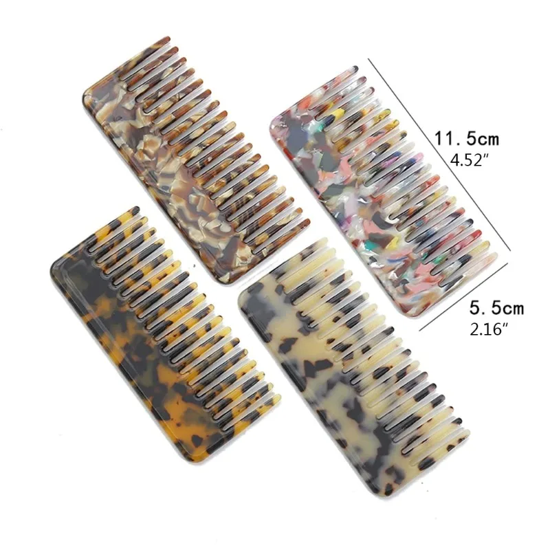 wholesale custom anti-static pocket resin cellulose detangle acetate hair wide tooth comb with logo