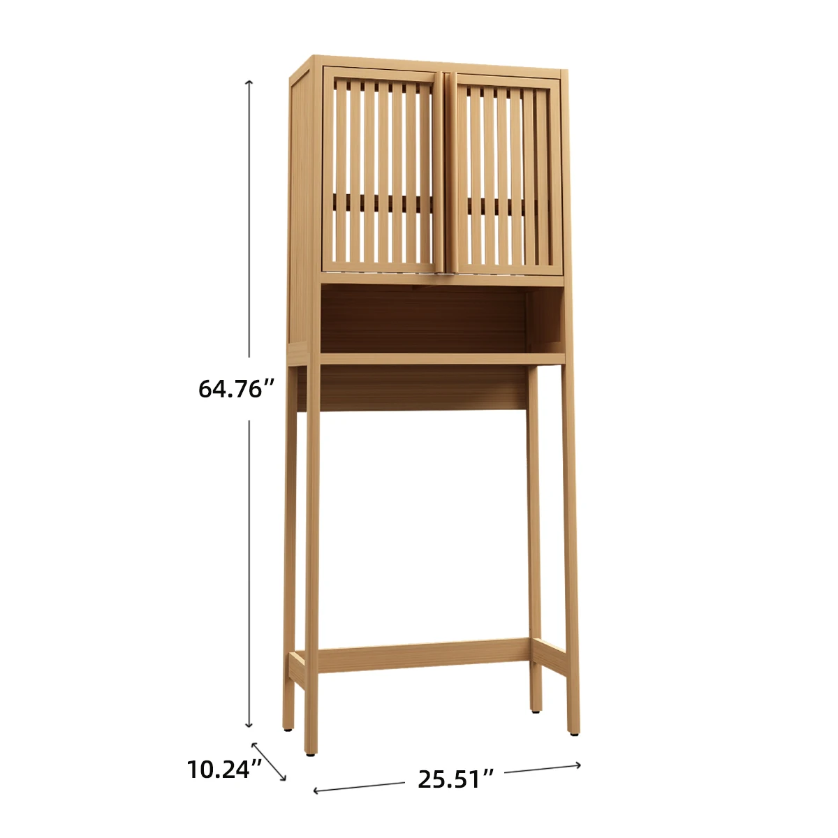 Bamboo Over-The-Toilet Storage Cabinet Bathroom Organizer with Shelf and Cupboard  25.51*10.24*64.76