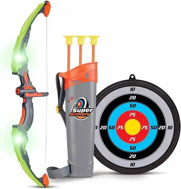 Wholesale Light Composite Archery Kids Bow and Arrow suit with Target Archery Toy suit Kids Light Up Hunting Game Outdoor