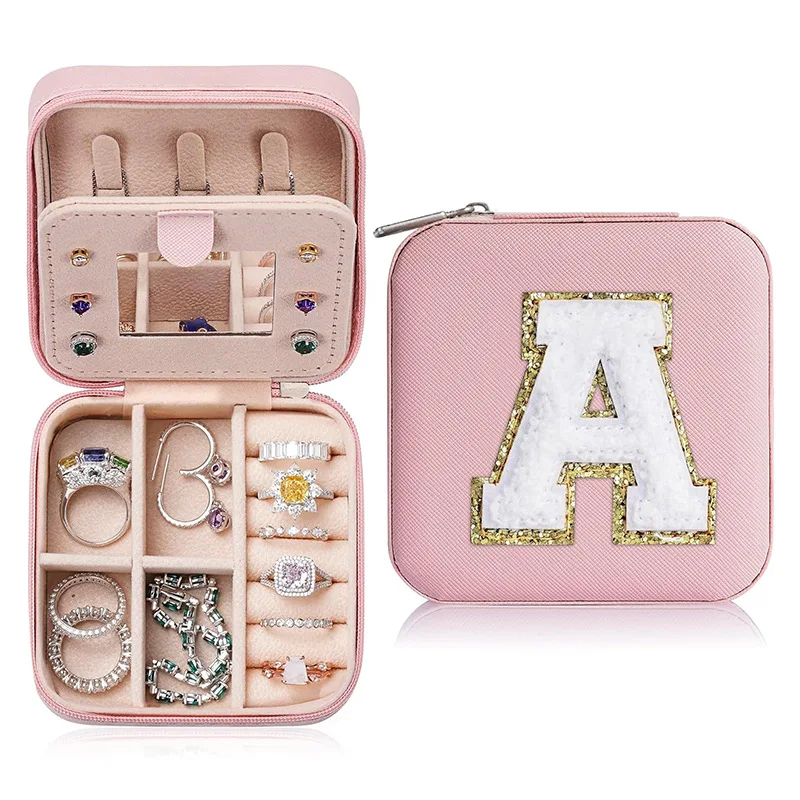 Storage Jewelry Mini Case Organizer Pink Unique Square Display Travelling Portable Latest Small Travel Jewellery Box