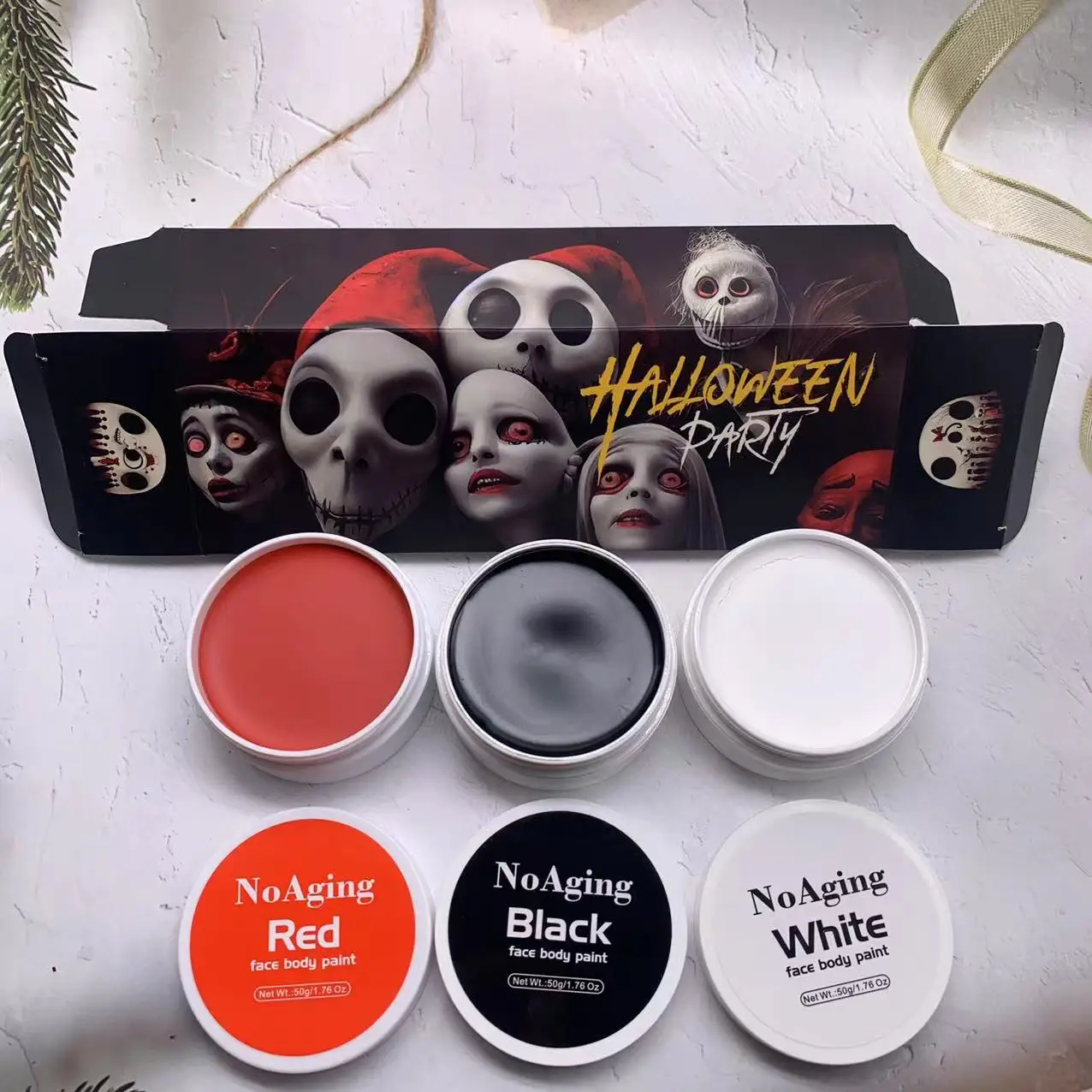 Рождественская масляная живопись на Хэллоуин, водостойкая стойкая косметика, боди-арт, принадлежности для рисования на теле, набор для рисования на теле для взрослых, веган