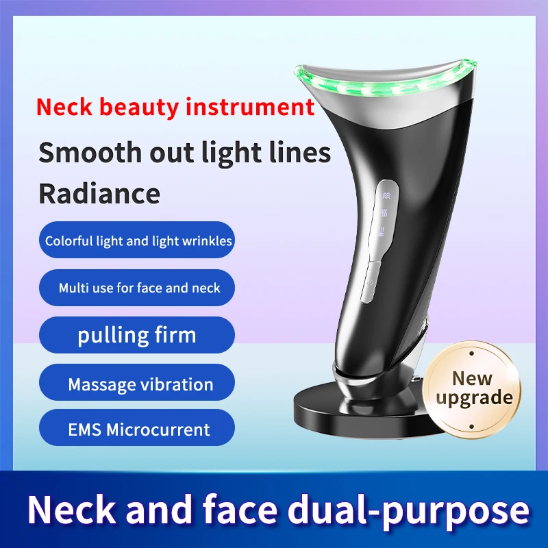 Mini Handheld LED Light Therapy Massager Anti-Aging Wrinkle Skin Lifting U Shape Device with USB Plug for Facial Neck Uplifting