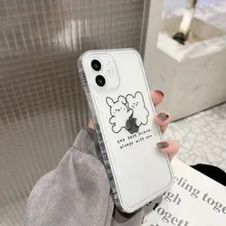 Side cartoon pattern lens protection phone case for iPhone 15 14 plus 13 pro max 12 11 X Creative bear Antishock TPU Square Edge