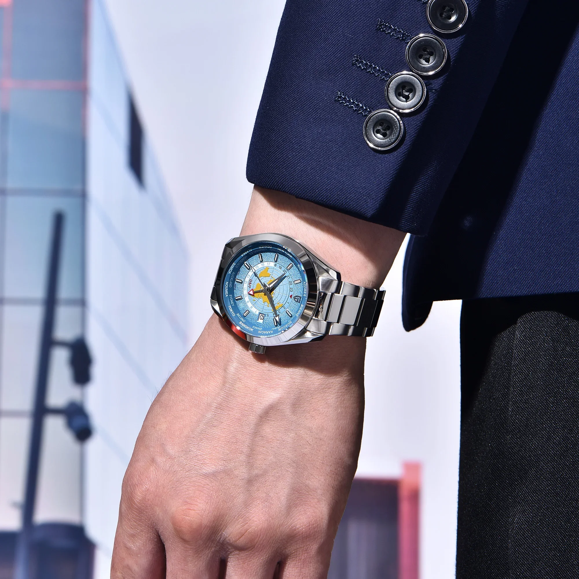 PAGANI DESIGN Men Watch 2024 New Stainless Steel NH34 Movt Mechanical Wristwatch Sapphire Mirror Multi-time zone Watches Reloj