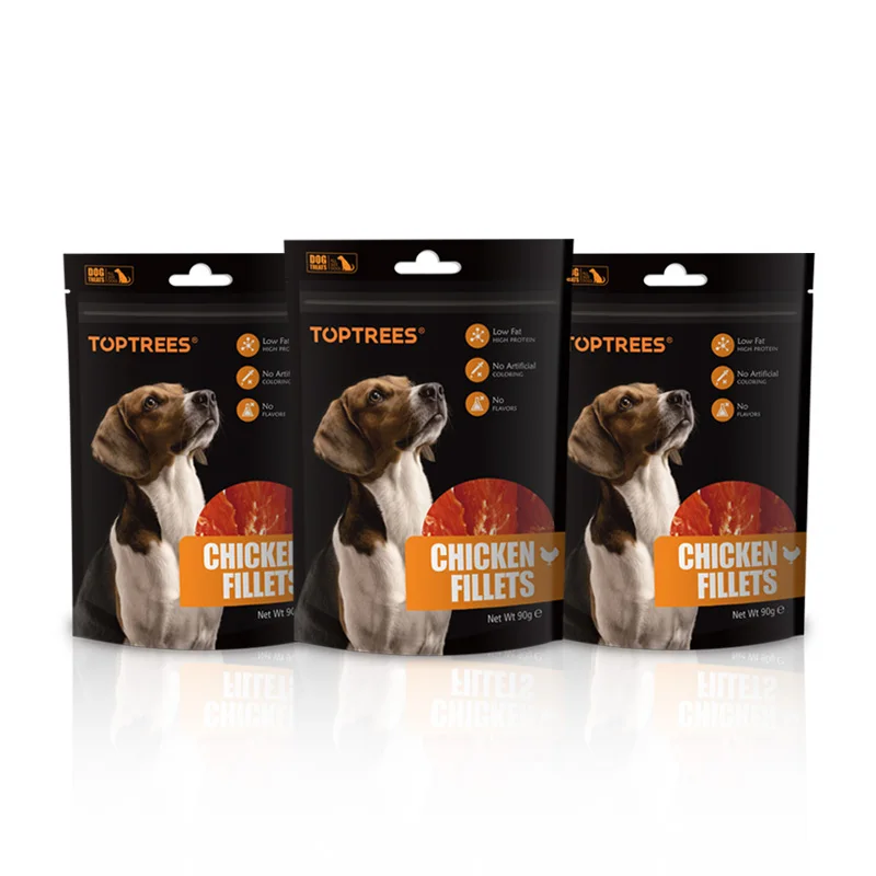 Tasty pet snacks dog food as organic and natural chicken flavor dog treat