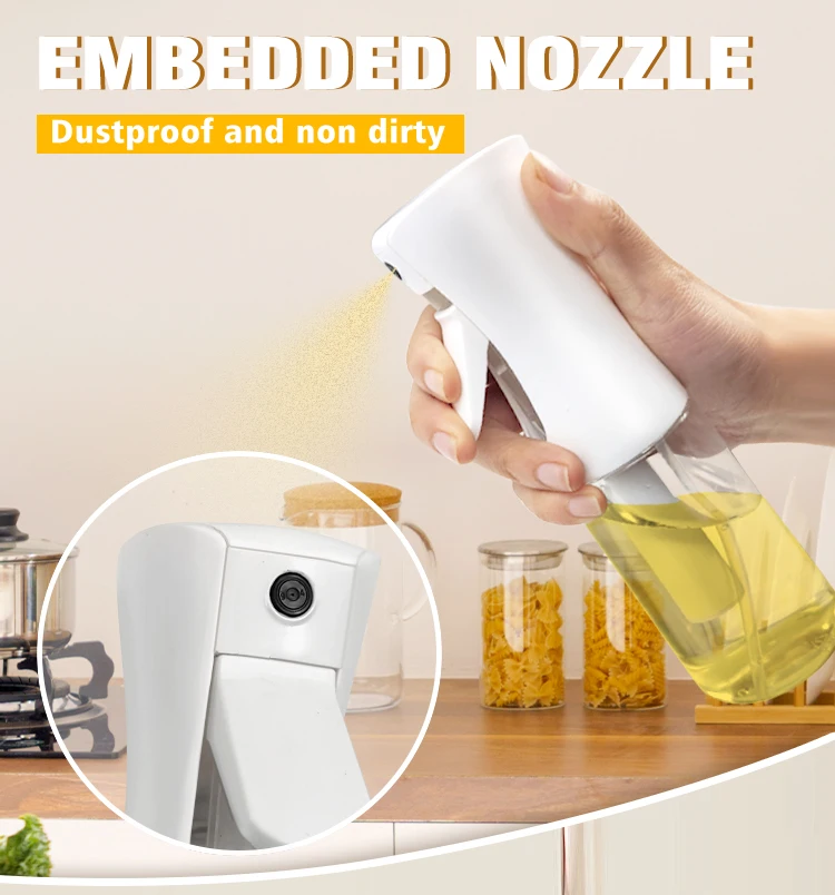 300ml Large Multifunctional Kitchen Outdoor BBQ Oil Sprayer  Leakproof Nozzle Transparent Plastic Spray Oil Bottle for Cooking