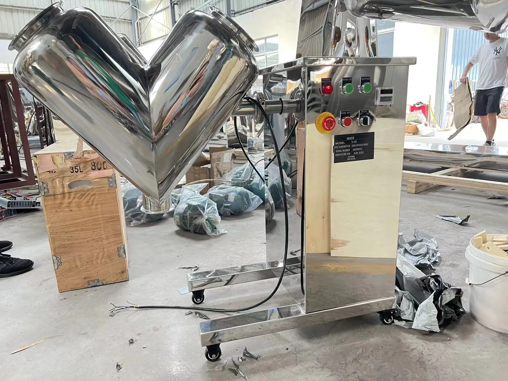 V type mini lab dry powder granule mixer mixing machine