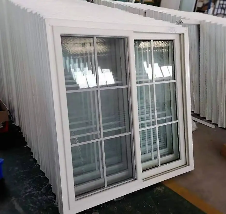 Hurricane Proof Double Glass Fiberglass Pvc Sliding Windows
