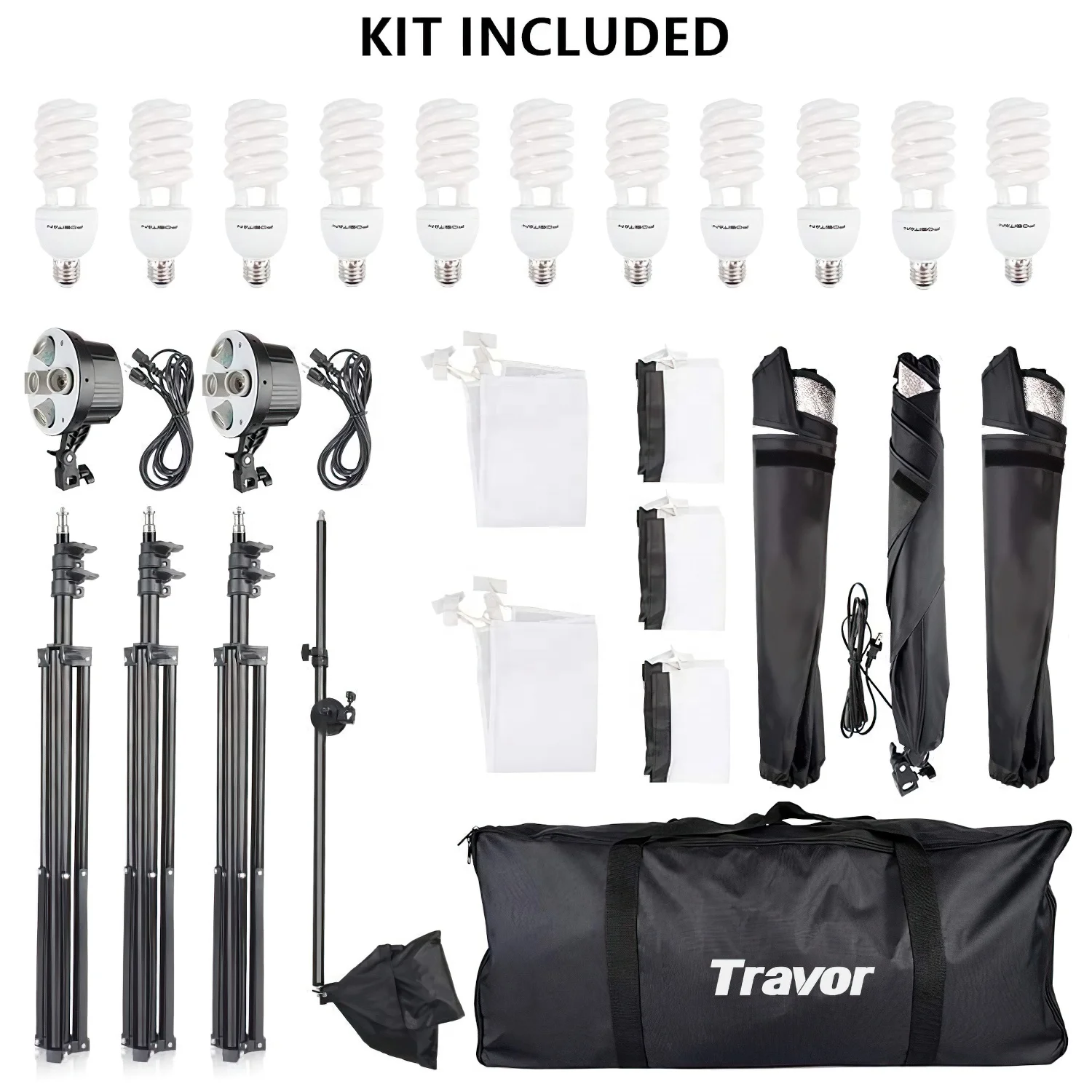 Travor LS3000 led fill lamp 3 in 1 set video continuous studio lighting umbrella type softbox with light stand