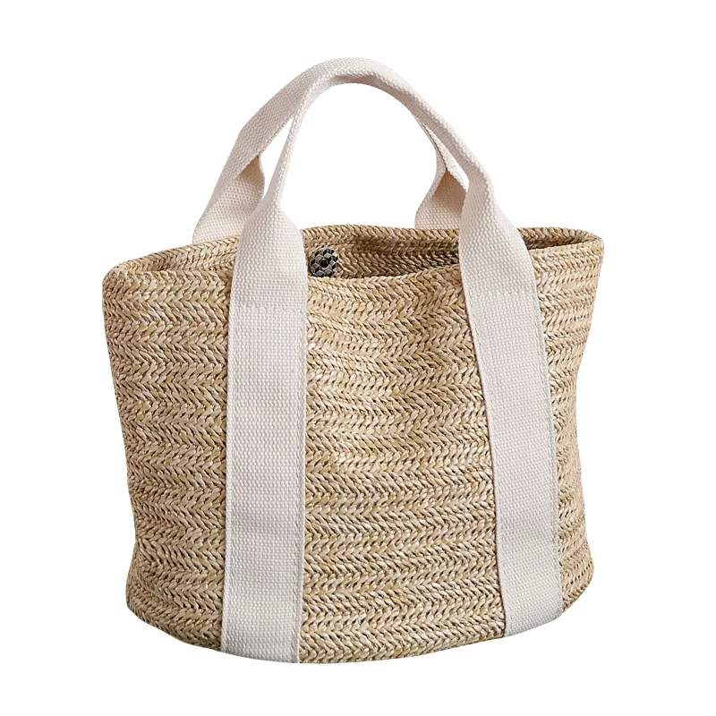 Chiterion Natural Straw Women Handbag Bolsa For Milk Drink Can Cooler Sac Beach Lunch Tote Baged for Office School Outdoor