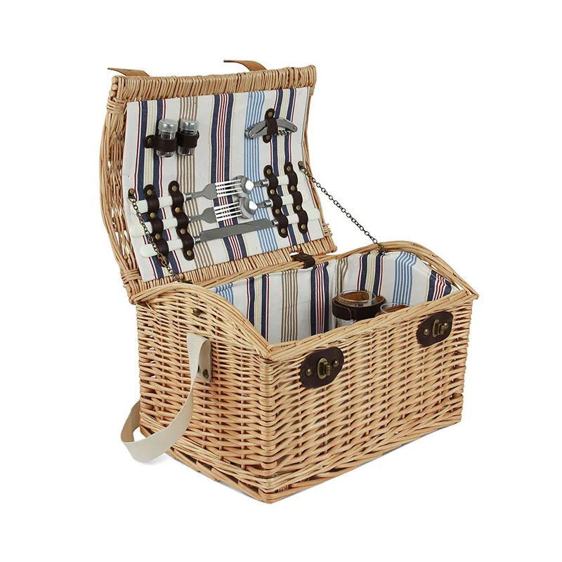 Yanyi Handmade Woven buying Picnic willow Wicker new wholesale Basket set 4 Person rattan hamper Storage OEM ODM