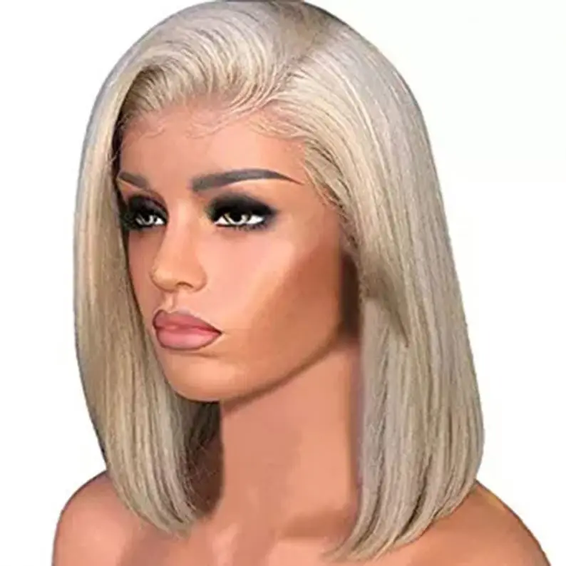 New Product Best-selling Short  Hair Mid-length Bobhaircut Medium-length Light Golden Wig for Women