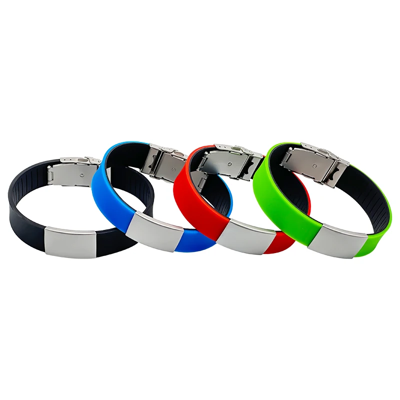 Wholesale Factory Price Wristband Activity Cheap Disposable Silicone Medical Alert Bracelet with Stainless Steel