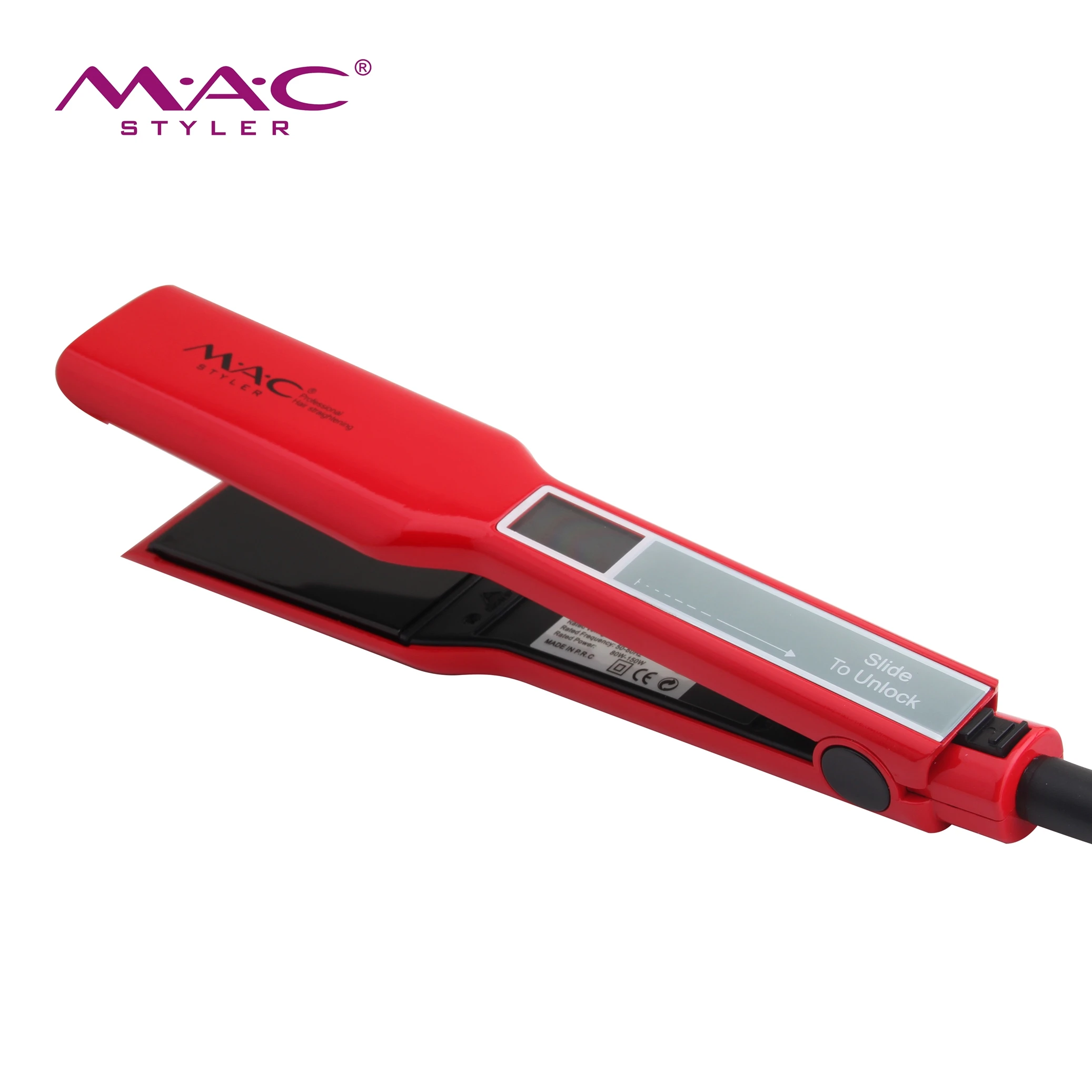 Red wide board touch screen hair straightener Hair straightener with gorgeous appearance and excellent quality