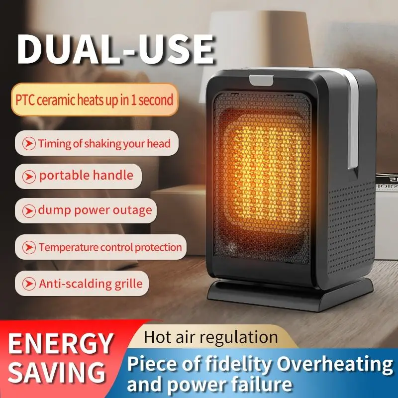 Space Heater Electric Heaters Indoor Portable with Thermostat Small Heater with Heating and Fan Modes for Bedroom Office