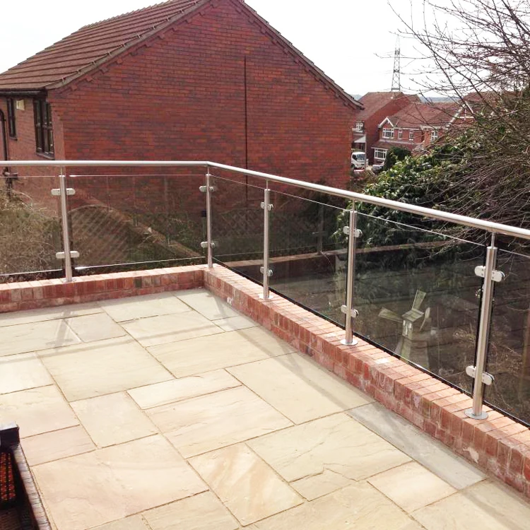 Residential tempered glass balcony railing design window safeguard balustrade stainless steel  deck fence