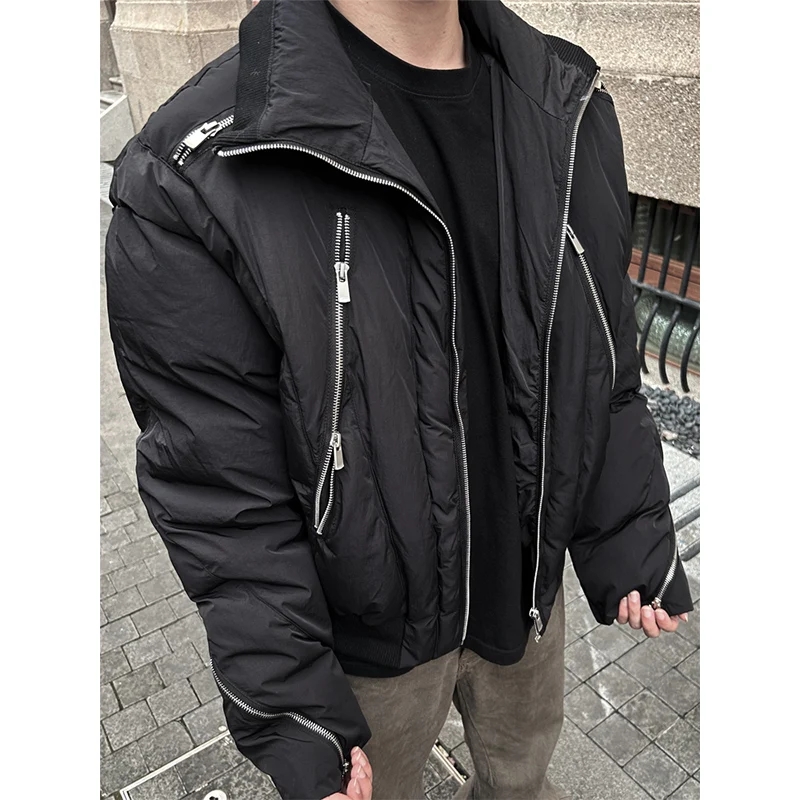 wholesale Men stylish fashion Long sleeve zipper puff jackets Plus size men  vintage long parka coats