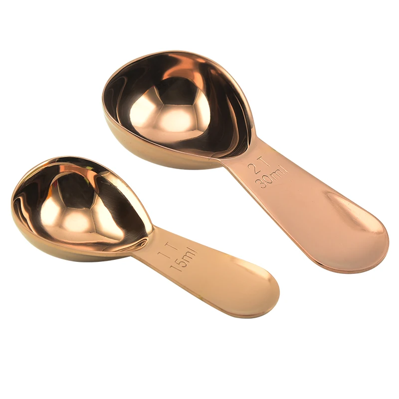 15ml 30ml Rose Gold Plating Stainless Steel Measuring Spoons Thicken Chrome Plated Baking Accessories Measuring Cup