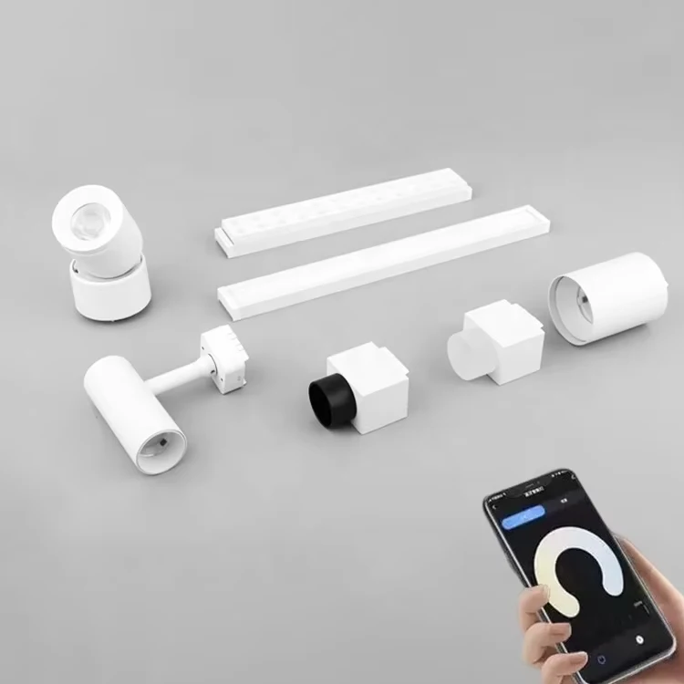 Smart phone APP control dimming Surface mounting Track Magnetic rail Light Pendent Lighting LED Track Wire system