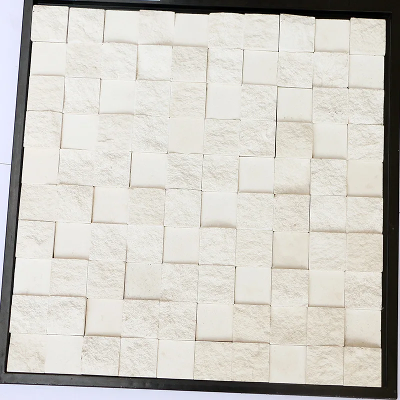 Popular mushroom stone three-dimensional background wall porch white sand beige marble mosaic