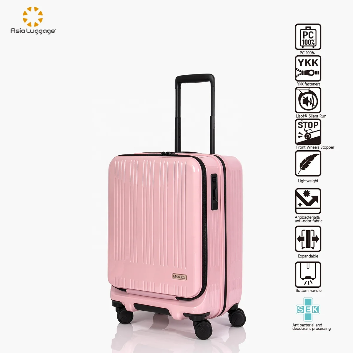 Business Front Opening TSA lock Carry On Aluminum Trolley Travel Suitcase Luggage With Laptop Bag