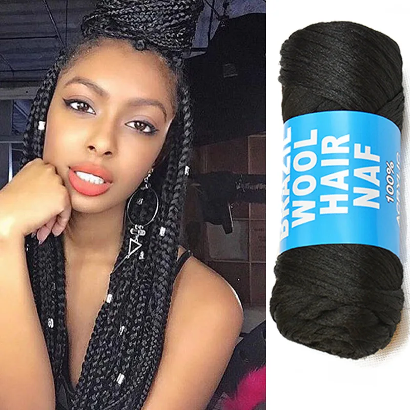 Wholesale Brazil Gold Black Bulky Brazilian Wool Hair Yarn for Knitting Hair Braiding Hair extension
