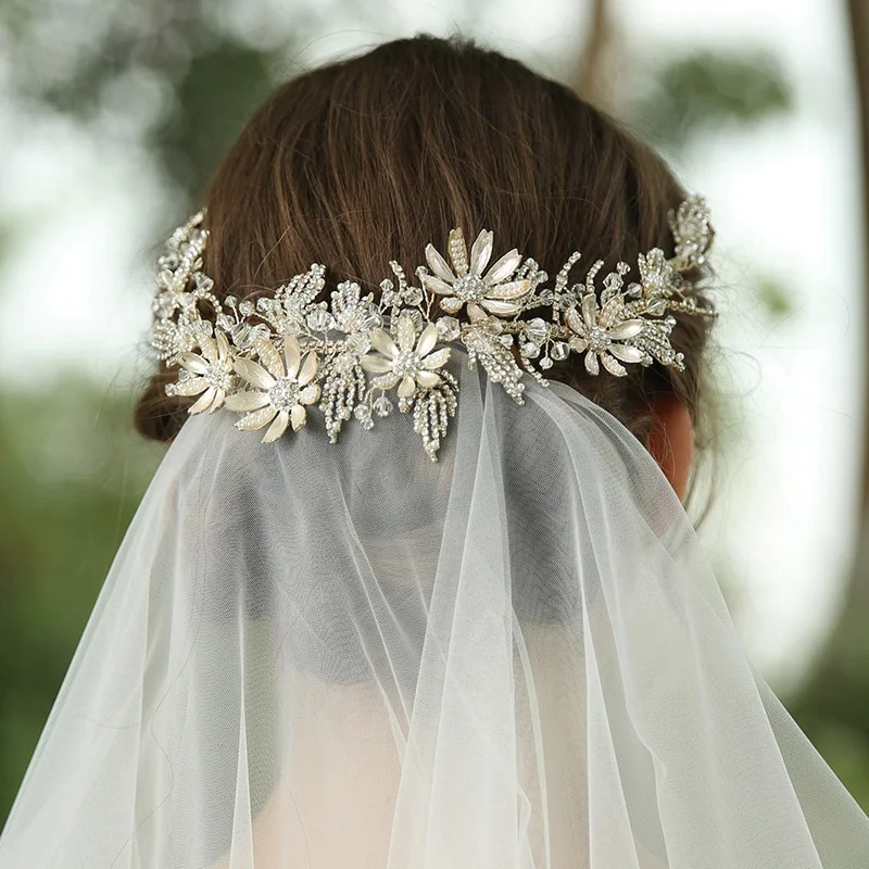 Fashion Hair Accessories Tiara Jewelry Flower Leaf Headband Bridal Hair Band for Wedding