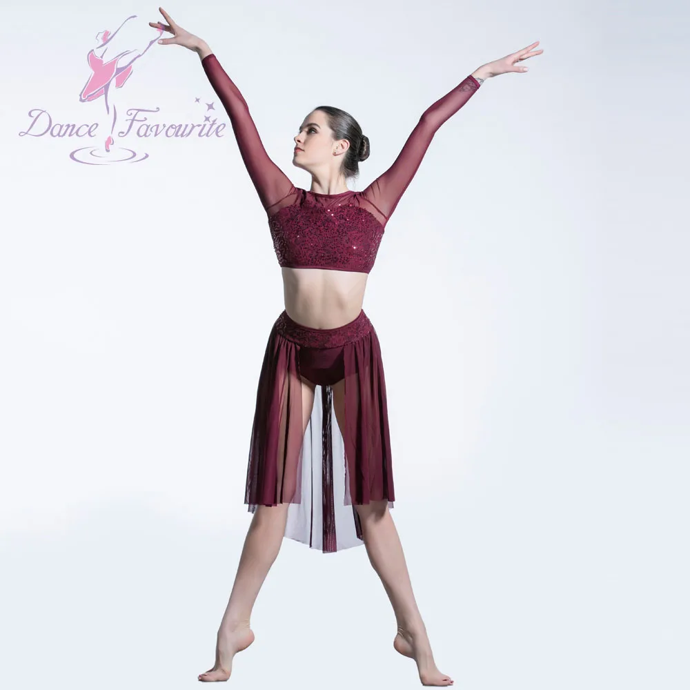 19600 Long sleeve adult girls Lyrical and contemporary dance costumes ballet dancing dress