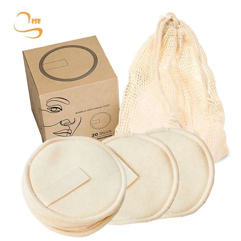 Eco-friendly 8cm Round Soft Hemp Cotton Makeup Remover Pads Laundry Bag Set Non-toxic Organic Hemp Reusable Wipes