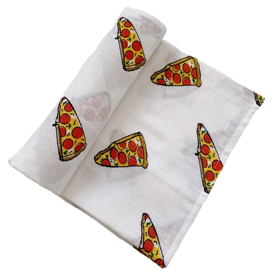 Hot Sale Soft 100% Organic Cotton Bamboo Fiber Fabric Digital Print Baby Muslin Diaper Blanket Towel