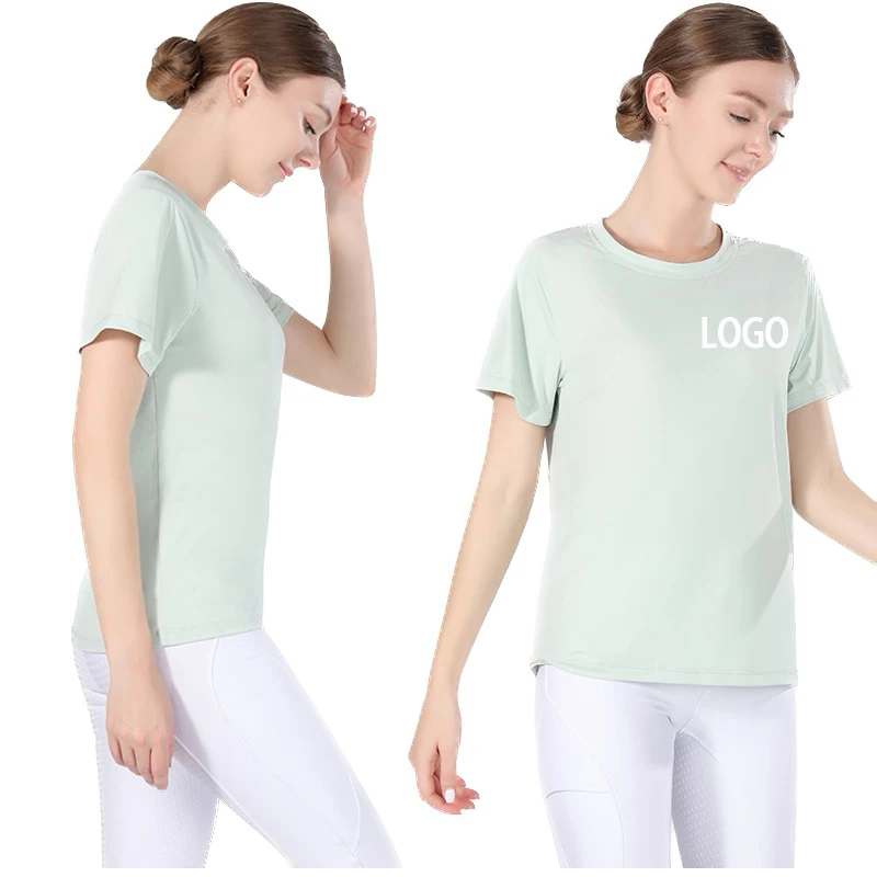 Light Green Low MOQ Ice Feeling Shirt Light Breathable Riding  Topic Equestrian Clothing 3 Colors Female Riding Shirt
