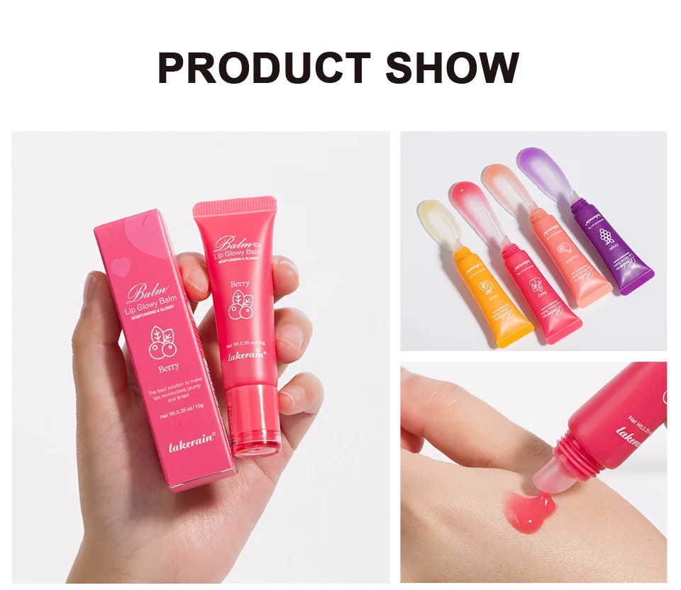 New Arrival Lakerain Glossy Lip Balm Hydrating Lip Lines Reduce With Fruity Smell High Quality Lip Balm