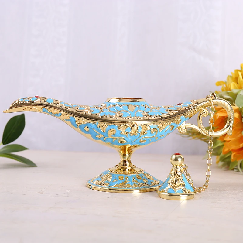 
Metal Zinc Alloy Enamel Aladdin Genie Lamp For Living Room Decoration Gifts 