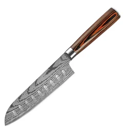 7 inch santoku knife with protective sleeve pakkawood  handle  for restaurants hot sell in America market