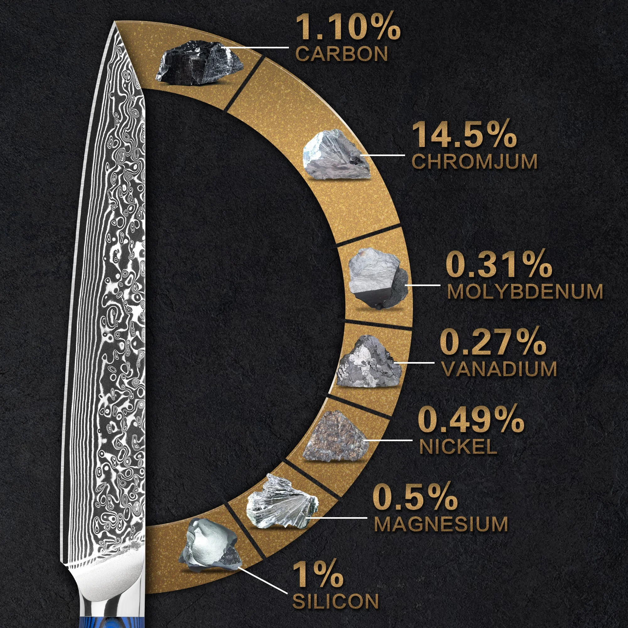 Blue G10 Handle 8 Inch Damascus steel 67 Layers VG10 Japanese Chef Knives Meat Carving Steak Slicing Knife For Amazon