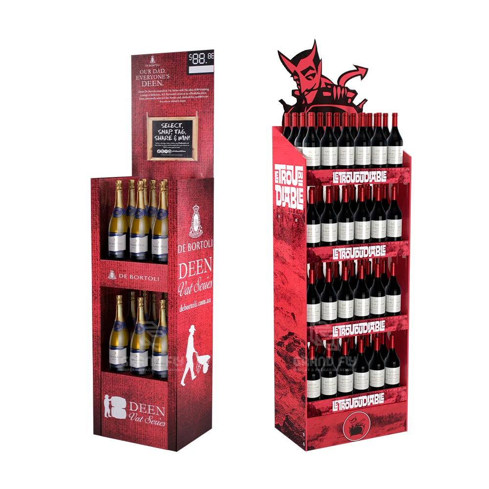 Custom Supermarket Cardboard Beverage Display Racks Cardboard Brandy Wine Drinks Liquor Bottle Display Rack for Beer Bottle